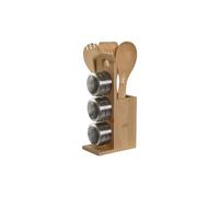 Home ESPRIT Silver Bamboo Stainless Steel Kitchen Utensil Holder 8 x 13 x 27 cm 6 Pieces