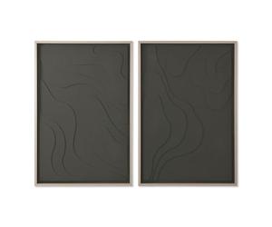 Home ESPRIT Square Green Beige Dark Grey Polystyrene Wood MDF Abstract Scandinavian (2 Units)