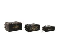 Home ESPRIT Storage Boxes Black Spruce Wood 38 x 24 x 20 cm 3 Pieces