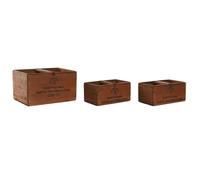 Home ESPRIT Storage Boxes Brown Spruce Wood 35 x 25 x 20 cm 3 Pieces