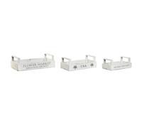 Home ESPRIT Storage Boxes White Spruce Wood 39 x 19 x 12 cm 3 Pieces