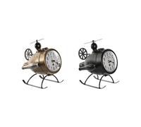 Home ESPRIT Table Clock Black Gold PVC Metal Loft 18 x 23 x 24 cm (2 Units)