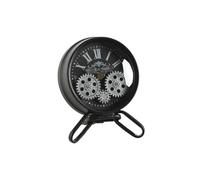 Home ESPRIT Table Clock Black Silver Metal Glass 16.5 x 11 x 21 cm
