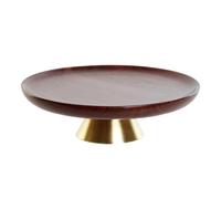 Home ESPRIT Tray Brown Golden Aluminium Acacia 30 x 30 x 8.5 cm