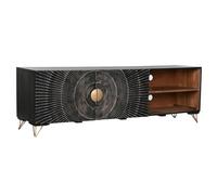 Home ESPRIT TV Cabinet Black Metal Mango Wood 160 x 40 x 50 cm