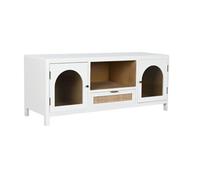 Home ESPRIT TV Cabinet White Glass Paulonia Wood 120 x 40 x 50 cm