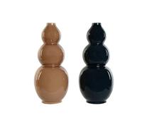 Home ESPRIT Vase Blue Brown Porcelain 19 x 19 x 45 cm (2 Units)