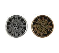 Home ESPRIT Wall Clock Black Gold Silver Metal Glass 25 x 6.3 x 25 cm (2 Units)