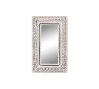 Home ESPRIT Wall Mirror White Brown Mango Wood Decapé Carved 62 x 4 x 100 cm