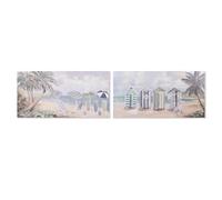 Home ESPRIT Wall Picture Beach Mediterranean 120 x 3 x 60 cm (Pack of 2)