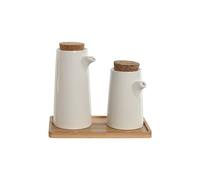 Home ESPRIT White Bamboo Stoneware Oil and Vinegar Set 20.5 x 12 x 18 cm