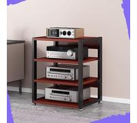 Home Essentials 5-Tier Audio Component Rack, 90cm HiFi AV Stand for Stereo Receivers & Turntables, Durable Teak Finish, Sturdy Media Display Shelf