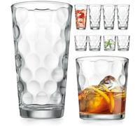Home Essentials & Beyond Glassware Drinking Glasses Set Of 8 by 4 Highball (17 oz.) Kitchen Glasses | 4 (13 oz.) Rocks Glass Cups for Water, Juice and Cocktails.