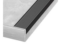 Home Essentials，L-Shaped Metal Stair Nosing - Anti-Slip Aluminum Edge Protector for Indoor/Outdoor Use (Black 30x70mm/1.2x2.8in) - Enhance Safety & Du