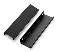 Home Expert 6 Pack Finger Pulls for Cabinets 102mm/4in Hole Center Black Cabinet Handles Edge Pulls for Cabinets Finger Cabinet Handles Concealed Tab Pulls for Kitchen Drawer