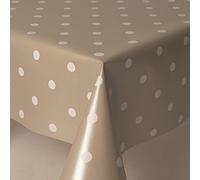 HOME EXPRESSIONS 137cms x 300cms plain polka dots stone mink white pvc plastic table cloth protector oil vinyl cloth 3 metres long