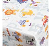 Home Expressions Childs Play Alphabet, toys and Animals Wipe Clean Vinyl Table Cloth/Protector Textile Backing (140cm x 150cm Rectangle)