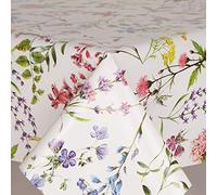 Home Expressions® Fabulous Flowers Classic Botanical Flowers on a White Ground with Pink, Lavender and Green Flowers, Pvc Wipe Clean Vinyl Table Cloth/Protector Textile Backing (137cm Round)