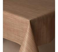 Home Expressions Hessian Look Woven Effect Beige Wipe Clean Vinyl Table Cloth/Protector Textile Backing (Oval 137cm x 200cm)