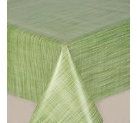 Home Expressions Hessian Look Woven Effect Green Wipe Clean Vinyl Table Cloth/Protector Textile Backing (140cm x 300cm Rectangle)