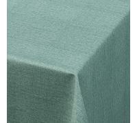 Home Expressions Plain Textured Linen Look Duck Egg Aqua Wipe Clean Vinyl Table Cloth/Protector Textile Backing (140cm x 250cm Rectangle)