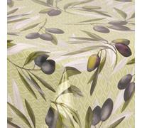 Home Expressions Pvc Tablecloth Olive Branch on Green Geometric Ground Wipe Clean Vinyl Table Cloth/Protector with a Textile Backing