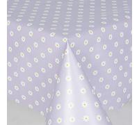 Home Expressions Small Daisy Flowers on a Lilac Ground Wipe Clean Vinyl Table Cloth/Protector Textile Backing (122cm Round)