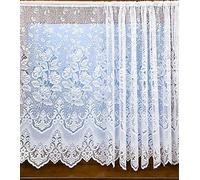 HOME-EXPRESSIONS Victoria 606 White Floral Net Curtain, 60" (152cm drop)