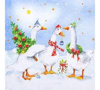 Home Fashion 20 Napkins Christmas Funny Winter Geese Table Decoration Paper Napkins Christmas with Motif Also for Decoupage and Decoupage 33 x 33 cm