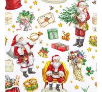 Home Fashion 20 Napkins Christmas Santa in Nostalgic Scenes as Table Decoration Paper Napkins Christmas with Motif Also for Decoupage and Decoupage 33 x 33 cm