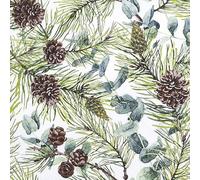 Home Fashion 20 Napkins Winter Eucalyptus and Cones as Table Decoration Paper Napkins Christmas with Motif Also for Decoupage and Decoupage 33 x 33 cm