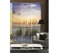 Home Fashion 88790 111 Natural 'Evening' Digital Printing Window Treatment Privacy Curtain Set, Fabric, Natural, Curtain Track Curtains, 245 x 60 x 245 cm