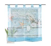 Home fashion Looped Roman Blind Voile Digital Print Maritime Polyester Blue 140 x 60 cm