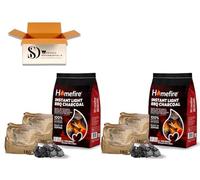 Home-fire Instant Light Lumpwood Charcoal - 2 x 1kg Individual Bags - Pack of 2 - Mess-Free Quick Start BBQ Fuel - Ready to Cook in 20 Minutes - No Lighter Fluid Required - Portable Grilling Solution
