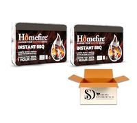 Home-fire Large Instant Disposable BBQ - Pack of 2 - Big Tray Format - 1 Hour Burn Time Each - All-in-One Family Size Portable Grills - L 29CM X W 24CM X H 4CM
