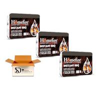 Home-fire Large Instant Disposable BBQ - Pack of 3 - Big Tray Format - 1 Hour Burn Time Each - All-in-One Family Size Portable Grill - L 29CM X W 24CM X H 4CM
