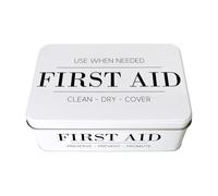 Home First Aid Storage Tin - Minimalist Medical Box Organiser, Rectangular Metal Case 195 x 125 x 75mm