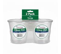 Home Fittings® 13cm Twin 2 Pack Clear Orchid Pots stewart Plastic Flower Plant For Optimal Growth See Through Tub