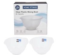 Home Fittings ® 2 X Clear Mixing Bowl 4 litres Wham (Pack of 2) | Commercial Kitchen Heavy Duty Embossed Measuring