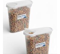 Home Fittings ® 2 x Wham Cereal Dispenser 2.5 L Food Storage White Air Tight Lid Rice Pasta Lantil (Pack Of 2) Pasta, Rice, Lentil, Dry fruit, Nuts