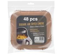 Home Fittings ® 48pcs Square 20 x 20 cm Large Pack Air Fryer Liners Brown Parchment Paper Liners for Ninja Dual and Other Dual Zone Air Fryer, Disposable, Airfryer Compatible with Air fryers