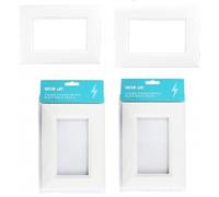 Home Fittings ® 4X Securlec Brilliant White Double Light Switch Finger Plate Panel Socket - Wider Version Prevents Finger Marks Around Switch 2 Gang (Pack of 4)