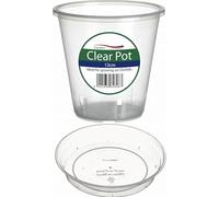 Home Fittings® Clear Orchid Pot 13cm with Saucer Plastic Flower Plant For Optimal Growth See Through Tub