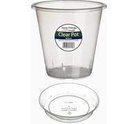 Home Fittings® Clear Orchid Pot 18.5cm with Saucer Plastic Flower Plant For Optimal Growth See Through Tub