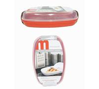 Home fittings ® Microwave Fish and Vegetable Steamer, 27cm, Red, Plastic