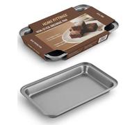 Home Fittings Non-Stick Biscuit Cookie Aid Brownie Pan Chef Bake Tray with PTFE, PFOA and BPA Free, Robust Thick Carbon Steel, 28cm x 18cm 3cm, Grey Bake Designer