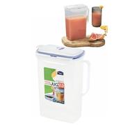 Home Fittings ® Rectangular Locknlock Fridge Door Jug - Clear Blue Juice Milk Dispenser Freezer Fridge Microwave Safe Branded 2l (2 Liters)