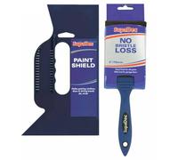 Home Fittings ® SupaDec 15 x 25 cm Decorator Paint Splatter Shield Guard with 3" inch 75mm NO BRISTLE LOSS Brush DIY Decorating Wall & Ceiling Emulsion & Masonry Painting Reusable (Splash Guard)