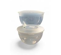 Home Fittings ® Wham Clear Steamer Bowls with Lids Set Storage Mixing Bowls 2L litres & 3.2L (Pack of 2) Microwave Safe BPA Free, Rice, Pasta Curry Meat