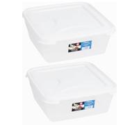 Home Fittings ® Wham Food Storage 10L Container with White Air Tight Lid Rice Pasta Lantil Fruit Square (Pack Of 2) BPA Free Large 10 Liter